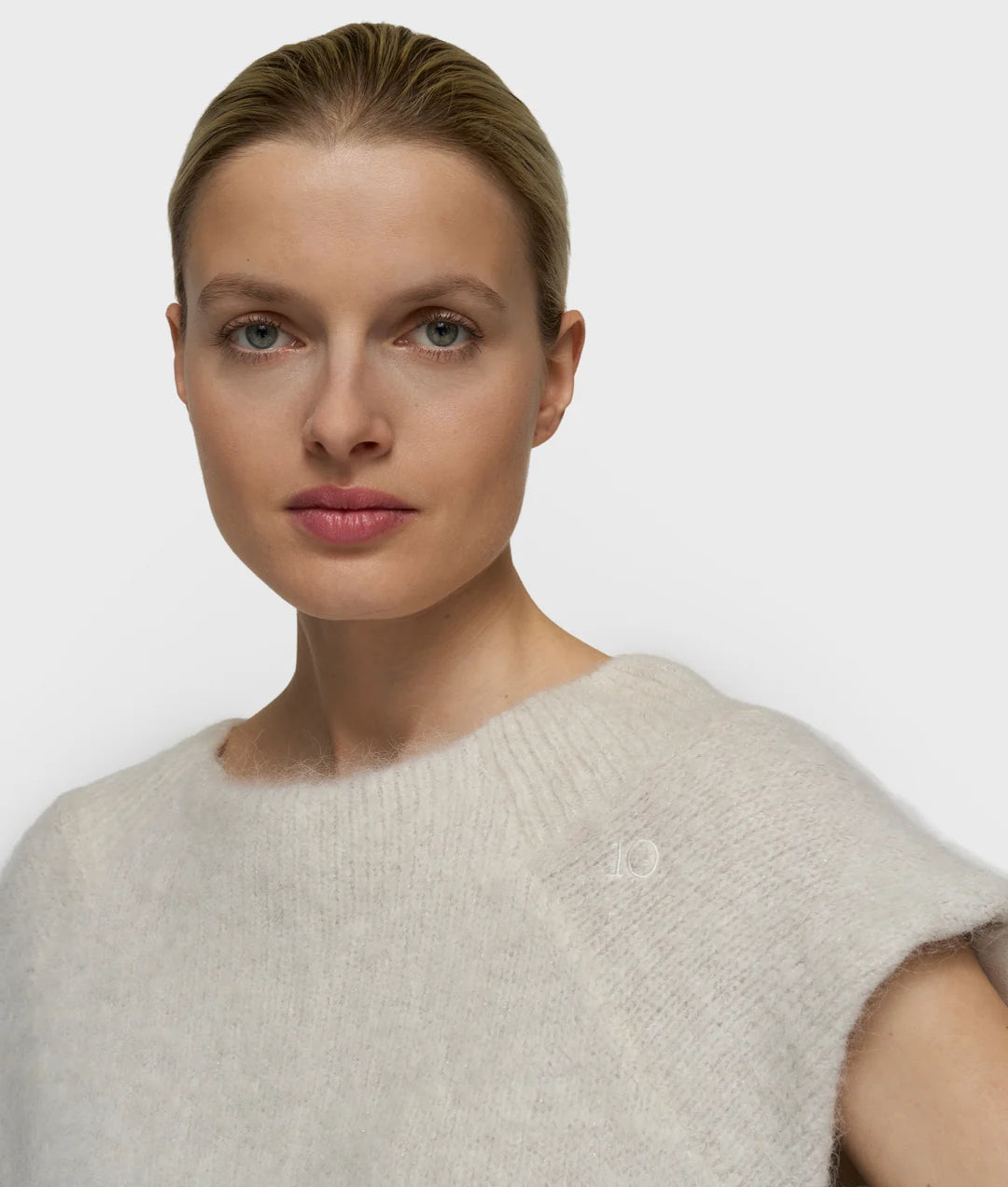 10DAYS | Balloon hairy knit top lurex - ecru