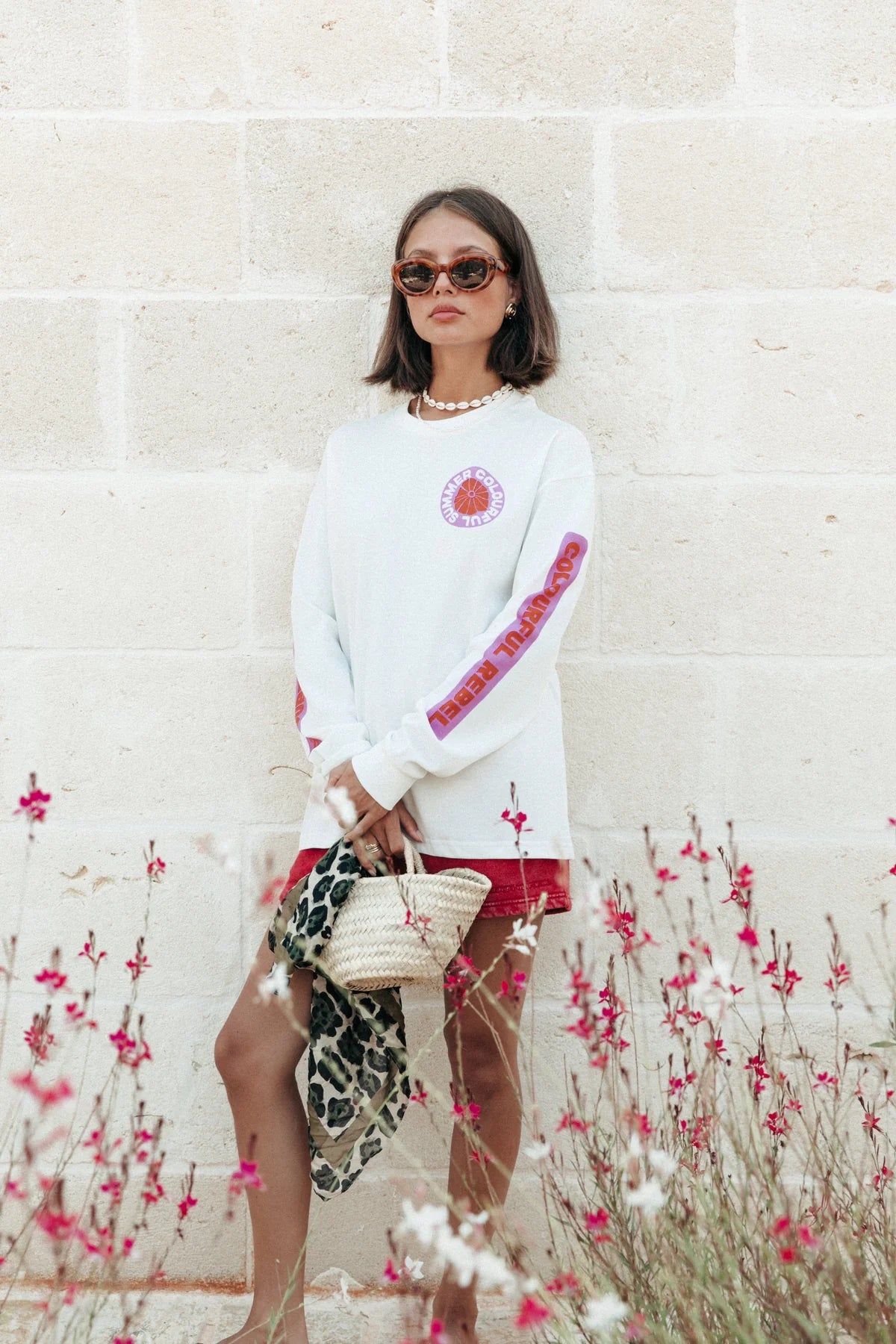 Colourful Rebel | CLRFL Summer Longsleeve T-Shirt - Standard white (WT116740)