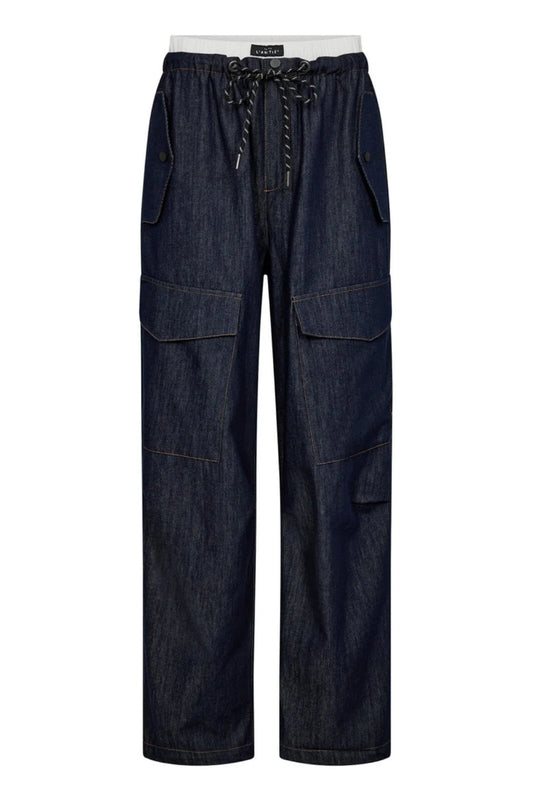 Haute L'Amitié | Denim Cargo Pull On Trouser - Dark Denim HL10317