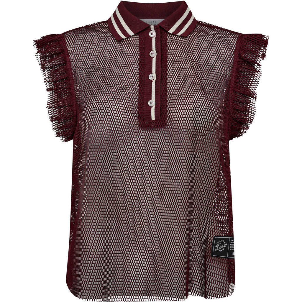Haute L'Amitié | Net Frill Polo Top - Amarone