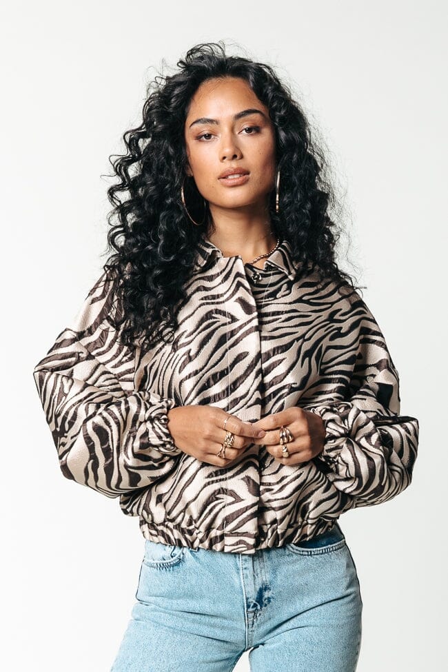 Colourful Rebel | Bente zebra jacquard bomber jacket | Multicolor