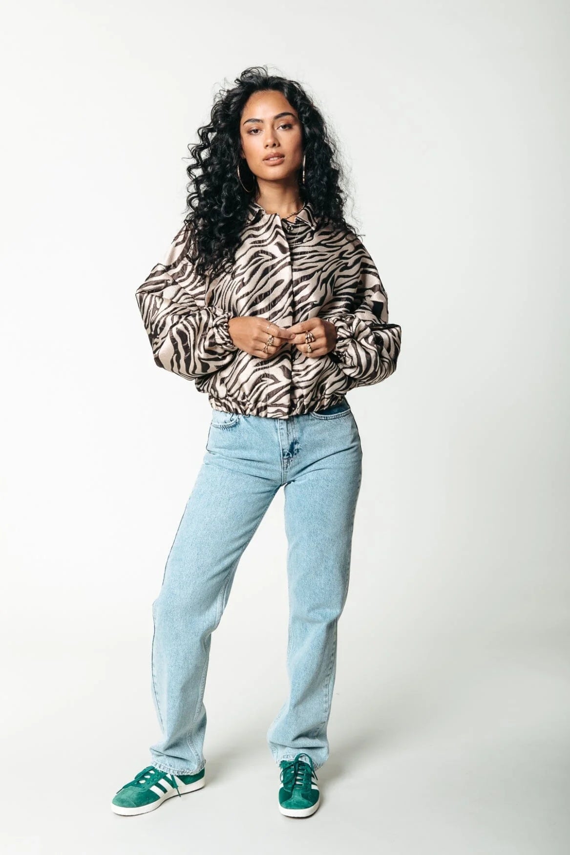 Colourful Rebel | Bente zebra jacquard bomber jacket | Multicolor