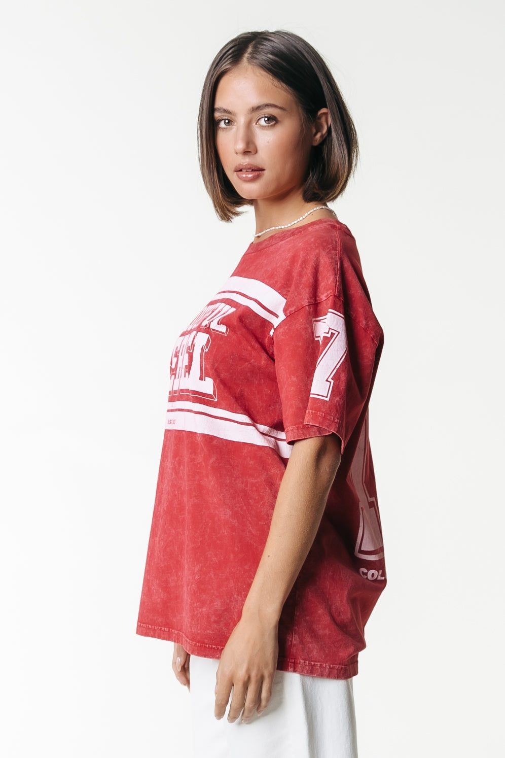 Colourful Rebel | Logo Block Acid Wash Loosefit Tee - Red (WT116731)