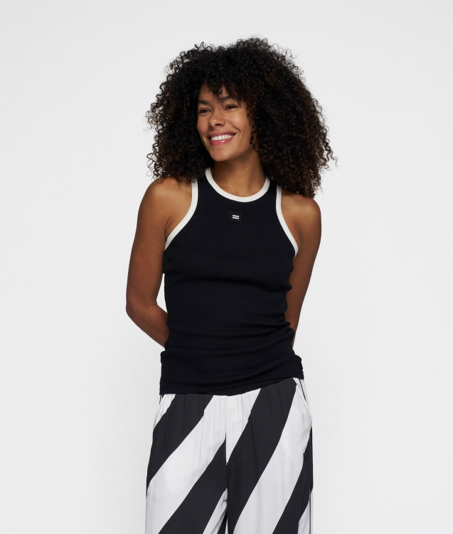 10Days | Tank Top Rib Contrast - Zwart (20-468-5201)