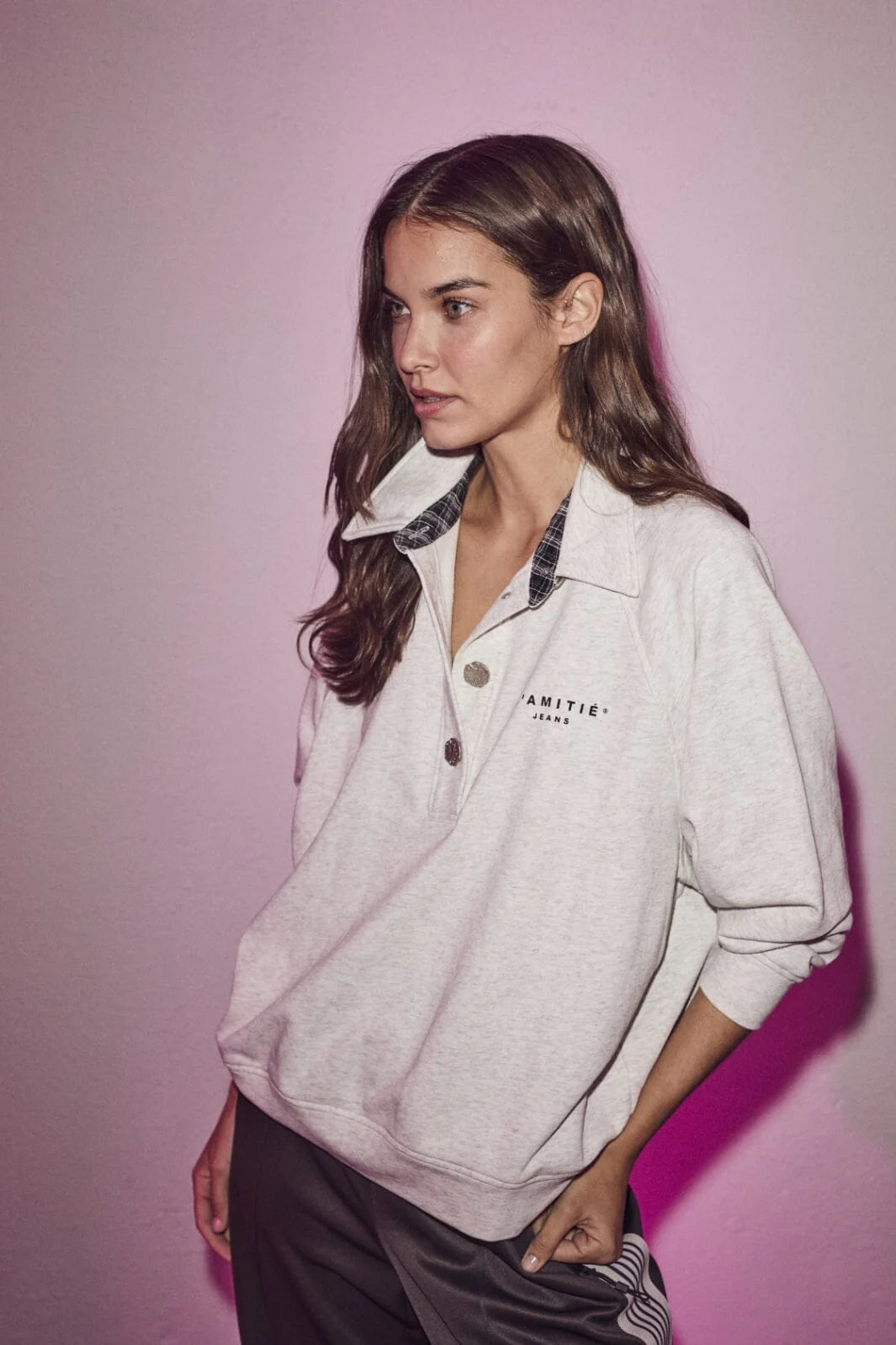 Haute L'Amitié | Polo Logo Sweat - Pearl Melange (HL10034)