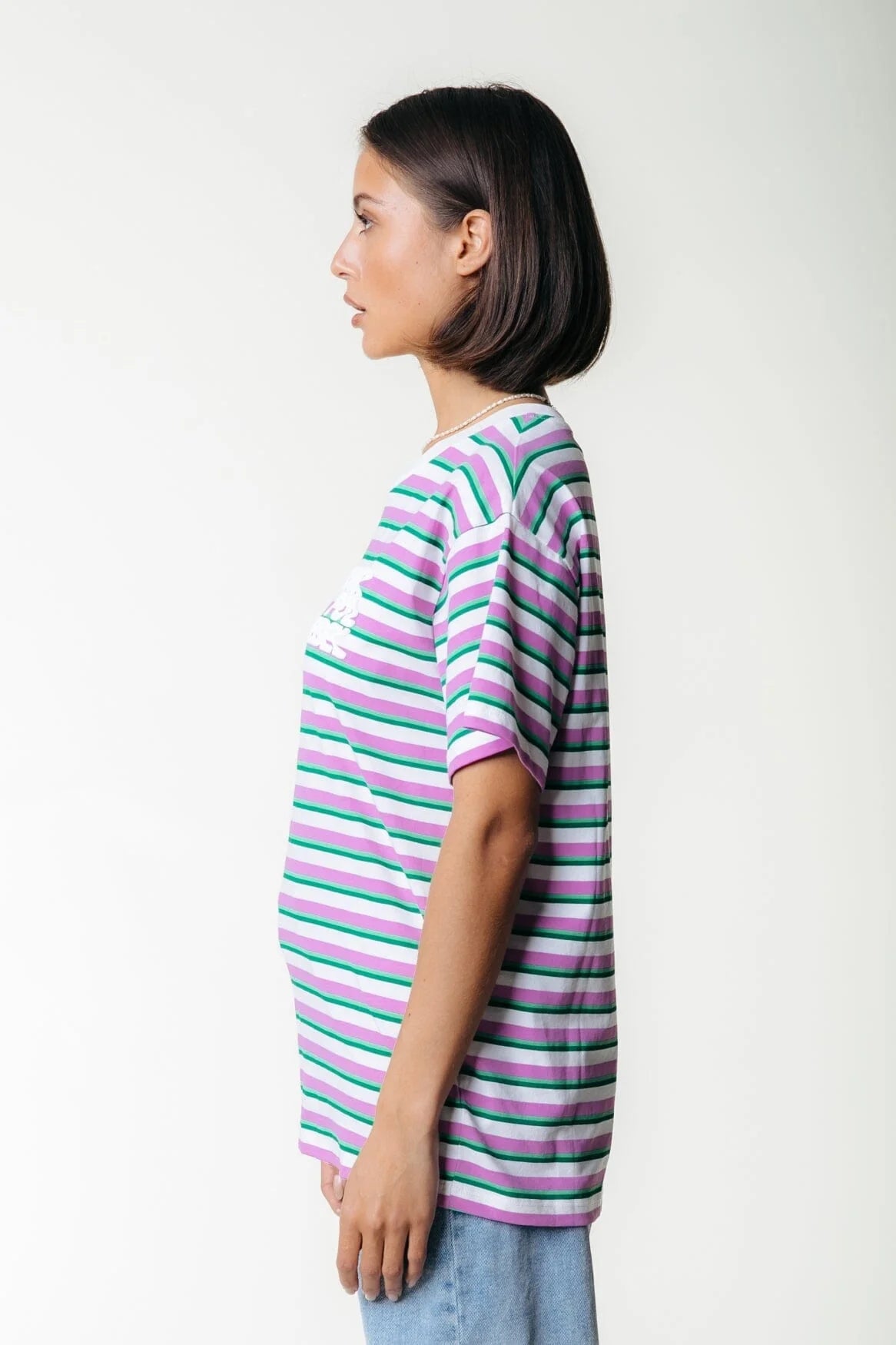 Colourful Rebel | Puff Logo Stripe T-shirt - Pink (WT116547)