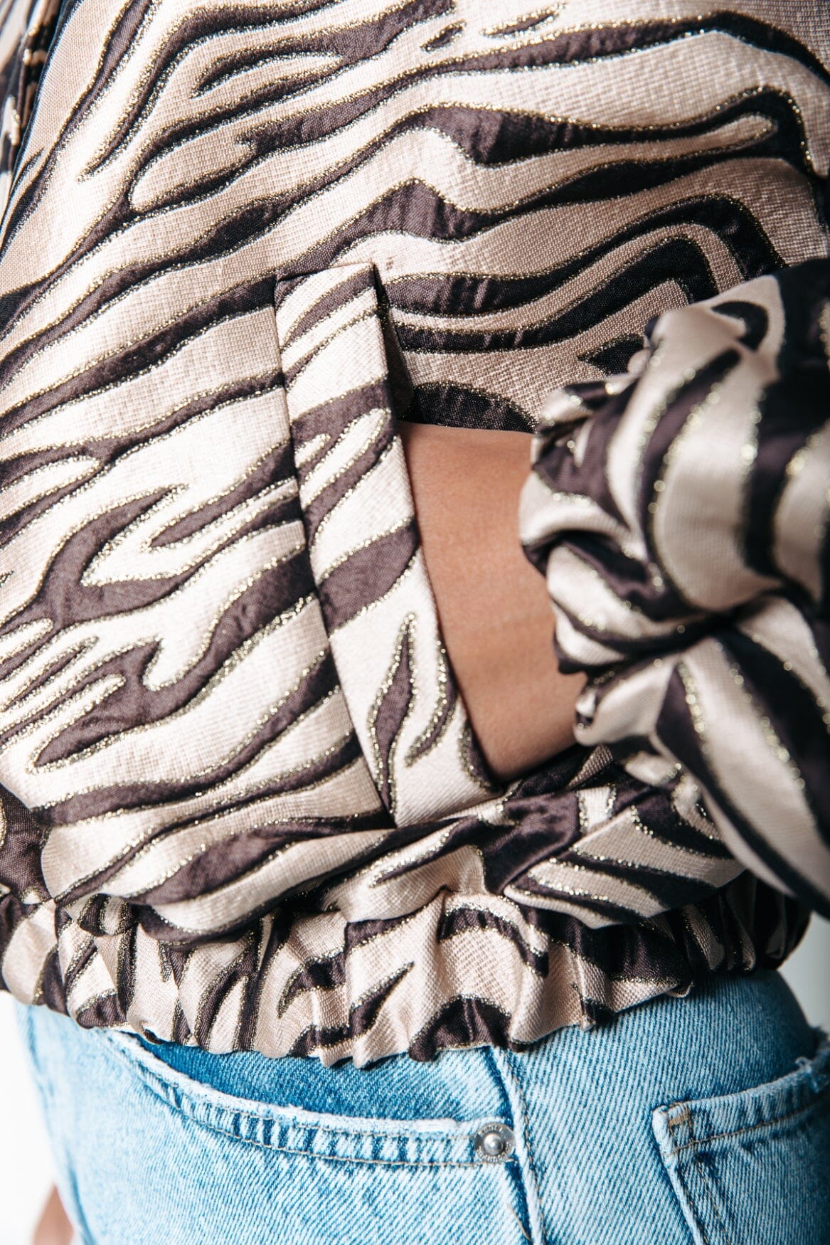 Colourful Rebel | Bente zebra jacquard bomber jacket | Multicolor