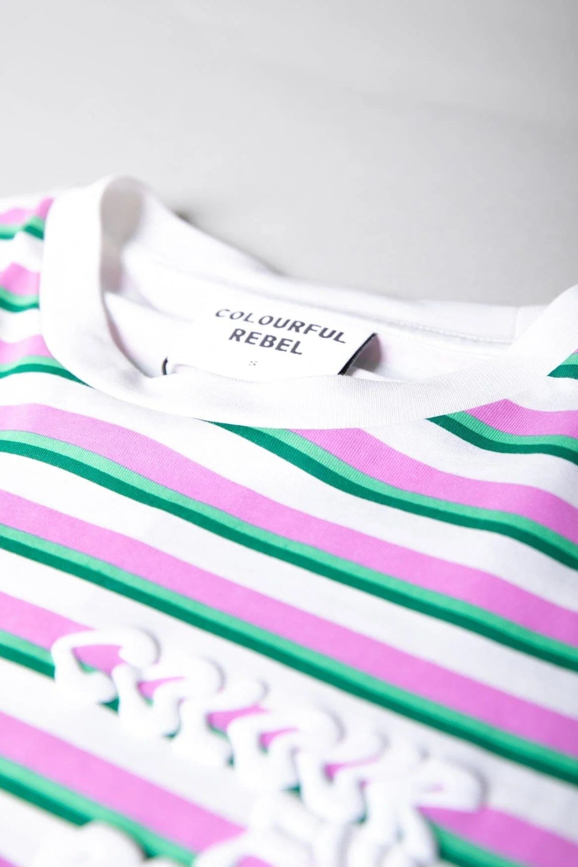 Colourful Rebel | Puff Logo Stripe T-shirt - Pink (WT116547)