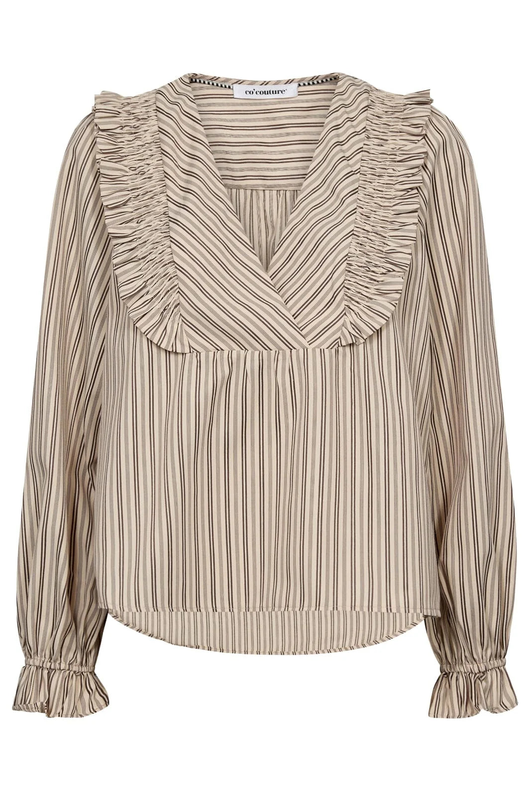 Co'couture | SiggaCC Stripe Smock Frill Blouse - Powder (244-35634)