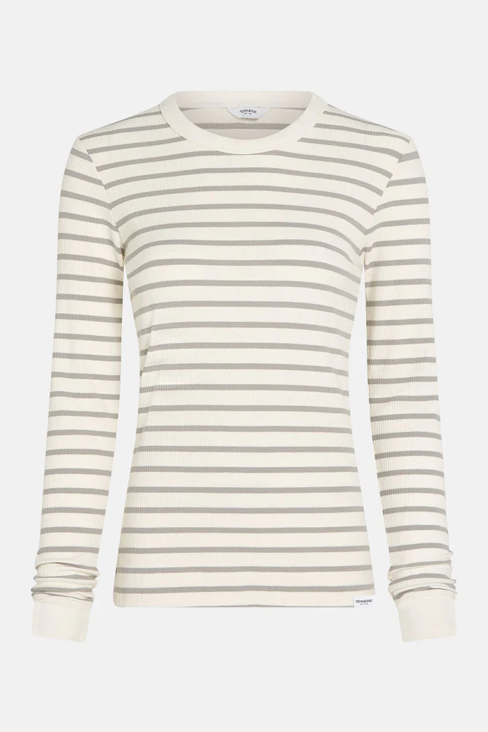 Penn & Ink | Longsleeve Stripe (W23F1402LTD) Ecru - Mid Grey