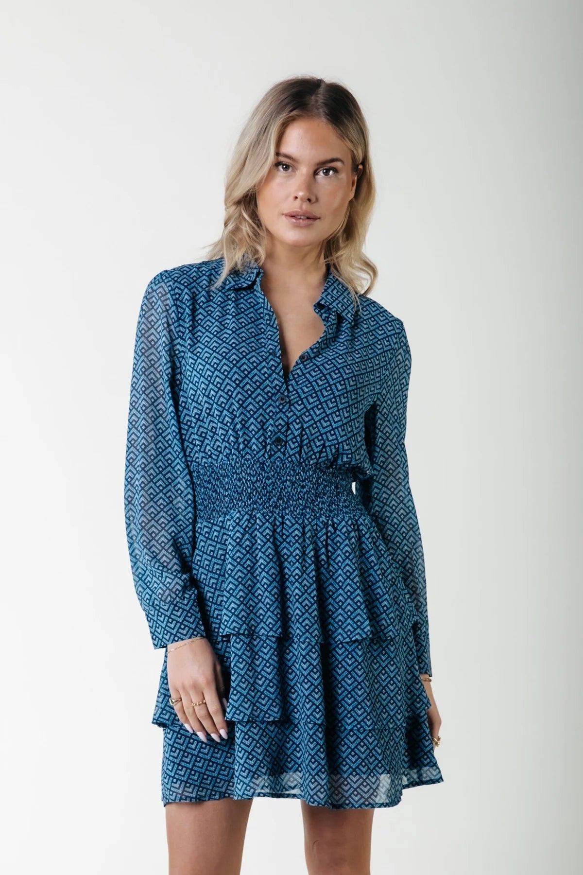 Colourful Rebel | Sacha Geo Shirt Dress - Dark petrol WD115876