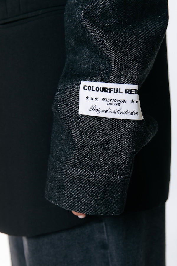 Colourful Rebel | Mimmi Denim Sleeve Blazer - Black