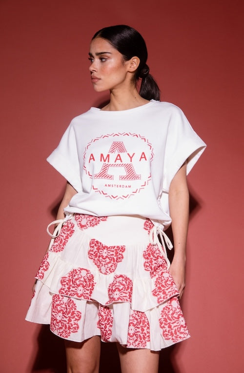Amaya Amsterdam | River Red White Skirt - Red