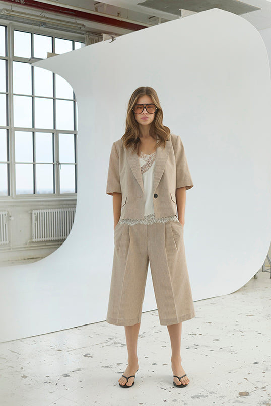 Co'couture | NadineCC Pleat Bermuda - Bisquit (41169)