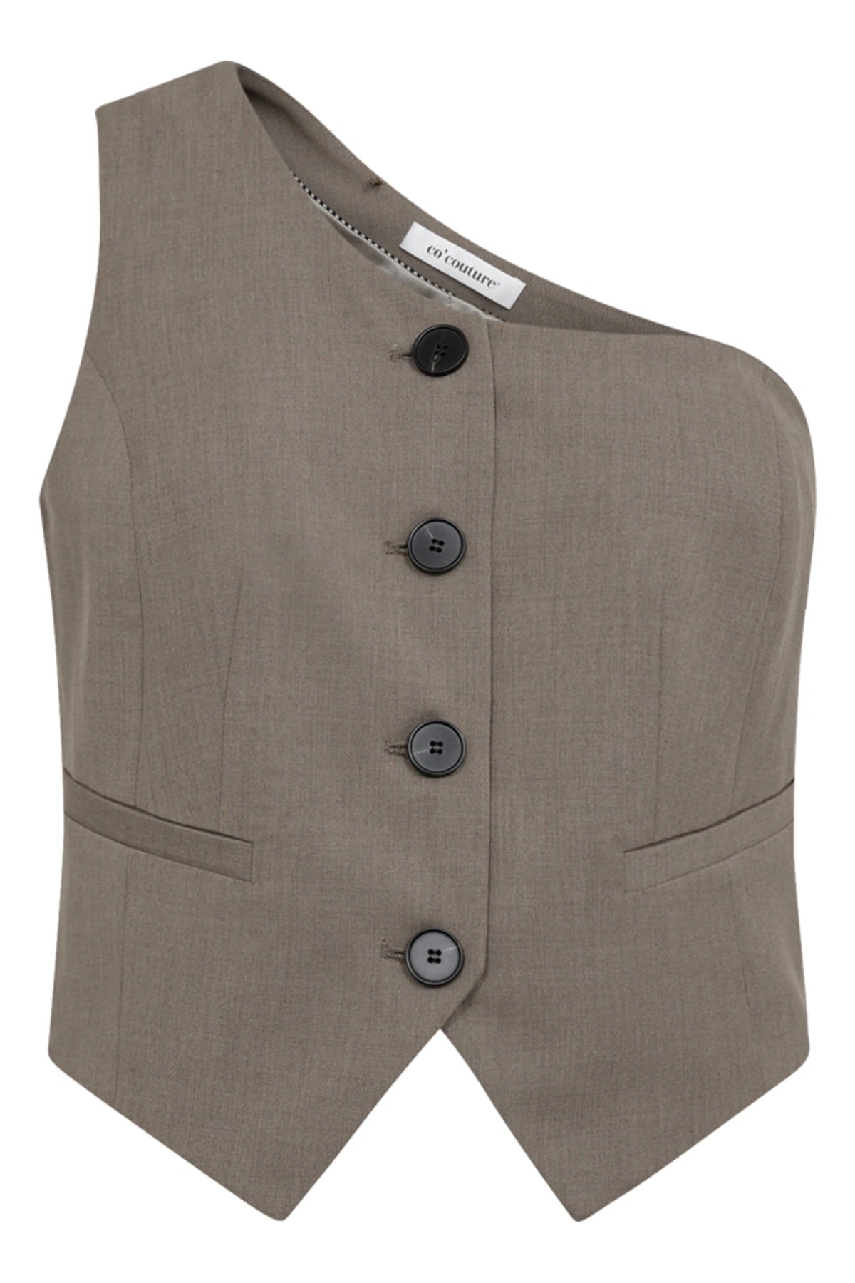 Co'Couture | VidaCC Asym Tailor Vest - Walnut