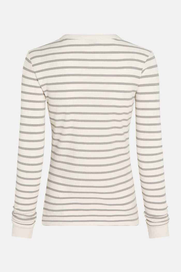 Penn & Ink | Longsleeve Stripe (W23F1402LTD) Ecru - Mid Grey