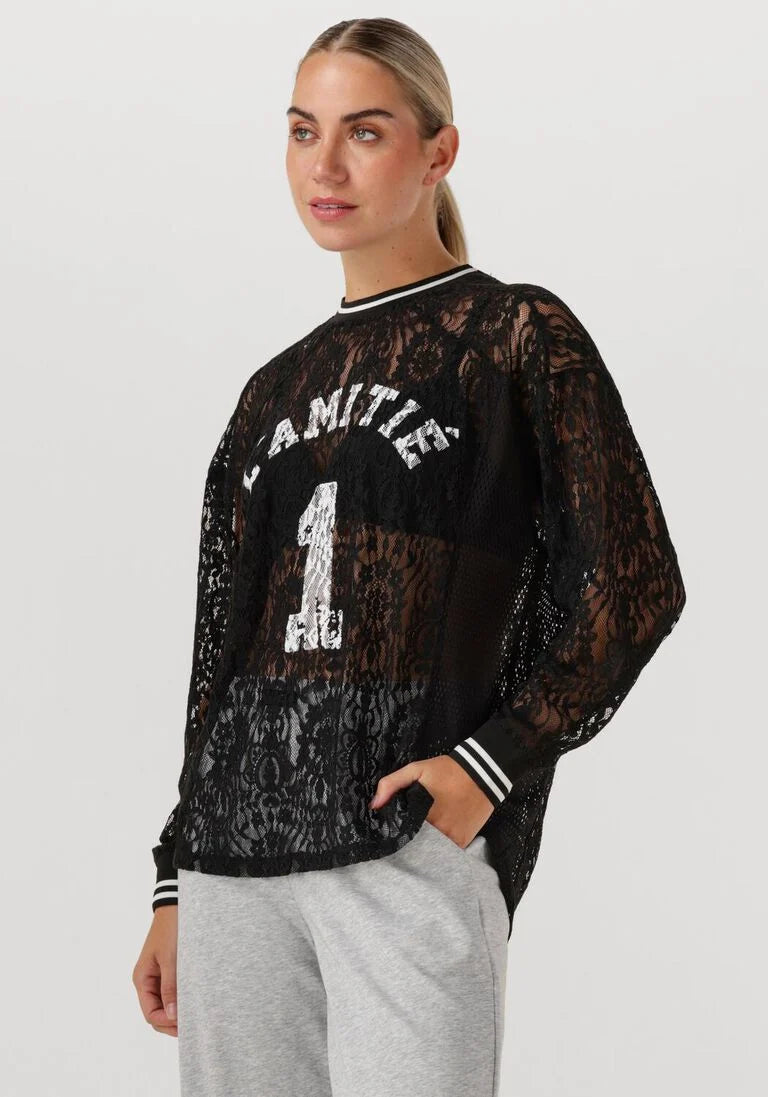 Haute L'amitie | Lace LS Football Blouse - Black