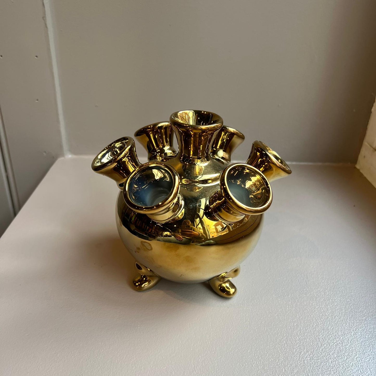 Heinen Delfst Blauw | Gouden Tulpenvaasje