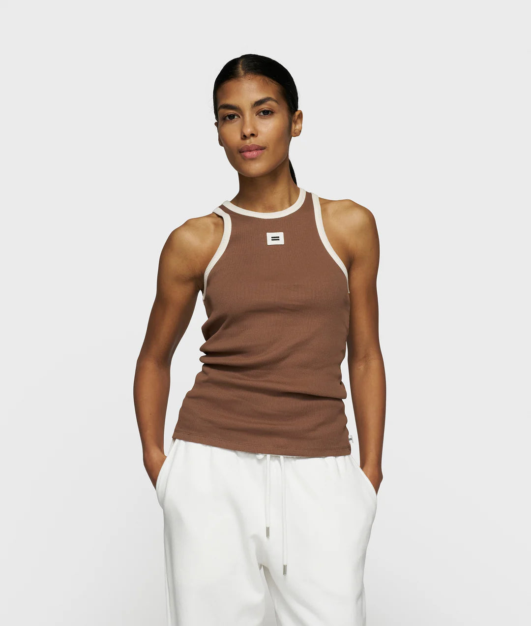 10DAYS | Tank Top Rib Contrast - Truffle (20-452-5203)