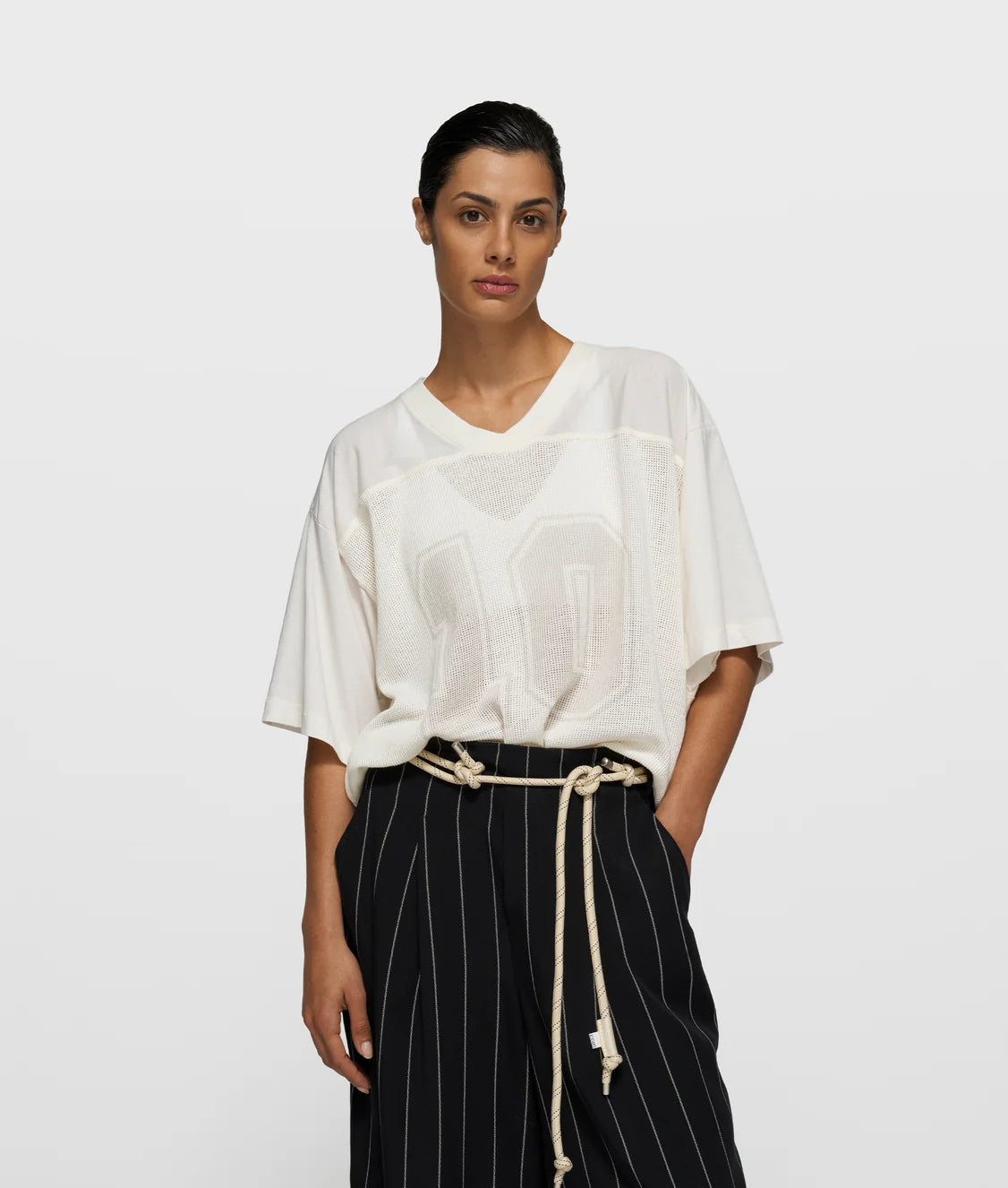 10Days | Mesh Baseball Tee - Ecru (20-758-6201)