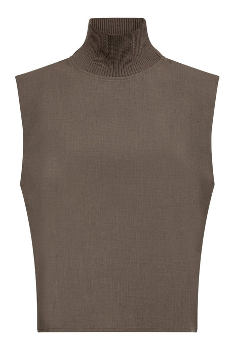 Co'Couture | VidaCC Rib Turtleneck Vest - Walnut