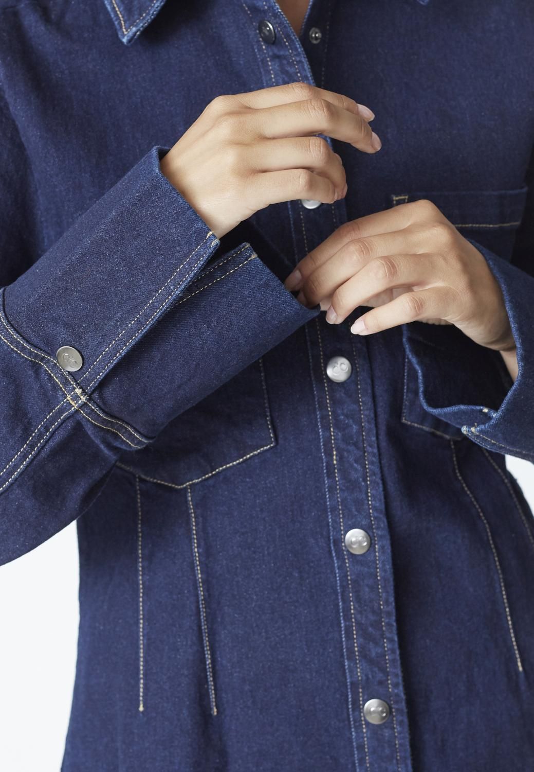 Co'Couture | TheoCC Fitted Denim Shirt - Dark Denim