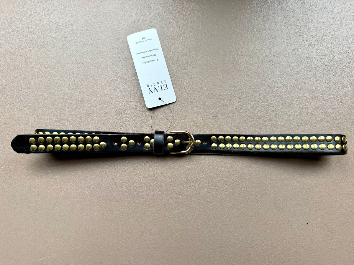 Elvy | Minnesota Studs Belt - Brown/Gold