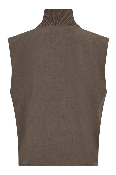 Co'Couture | VidaCC Rib Turtleneck Vest - Walnut