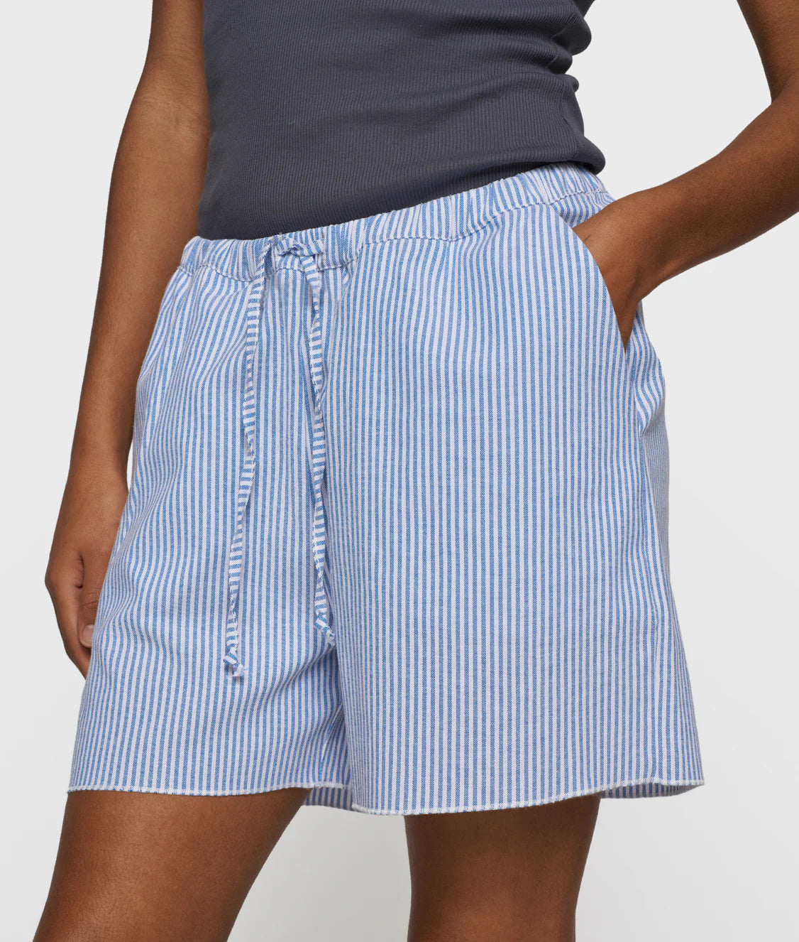 10DAYS | Cotton Shorts Stripes - White/Steel Blue (20-200-6202)