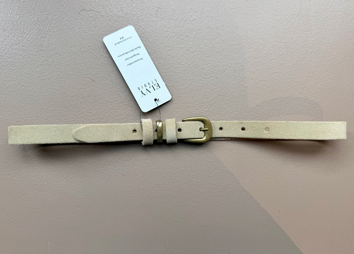 Elvy | Suede Belt - Ecru/Gold