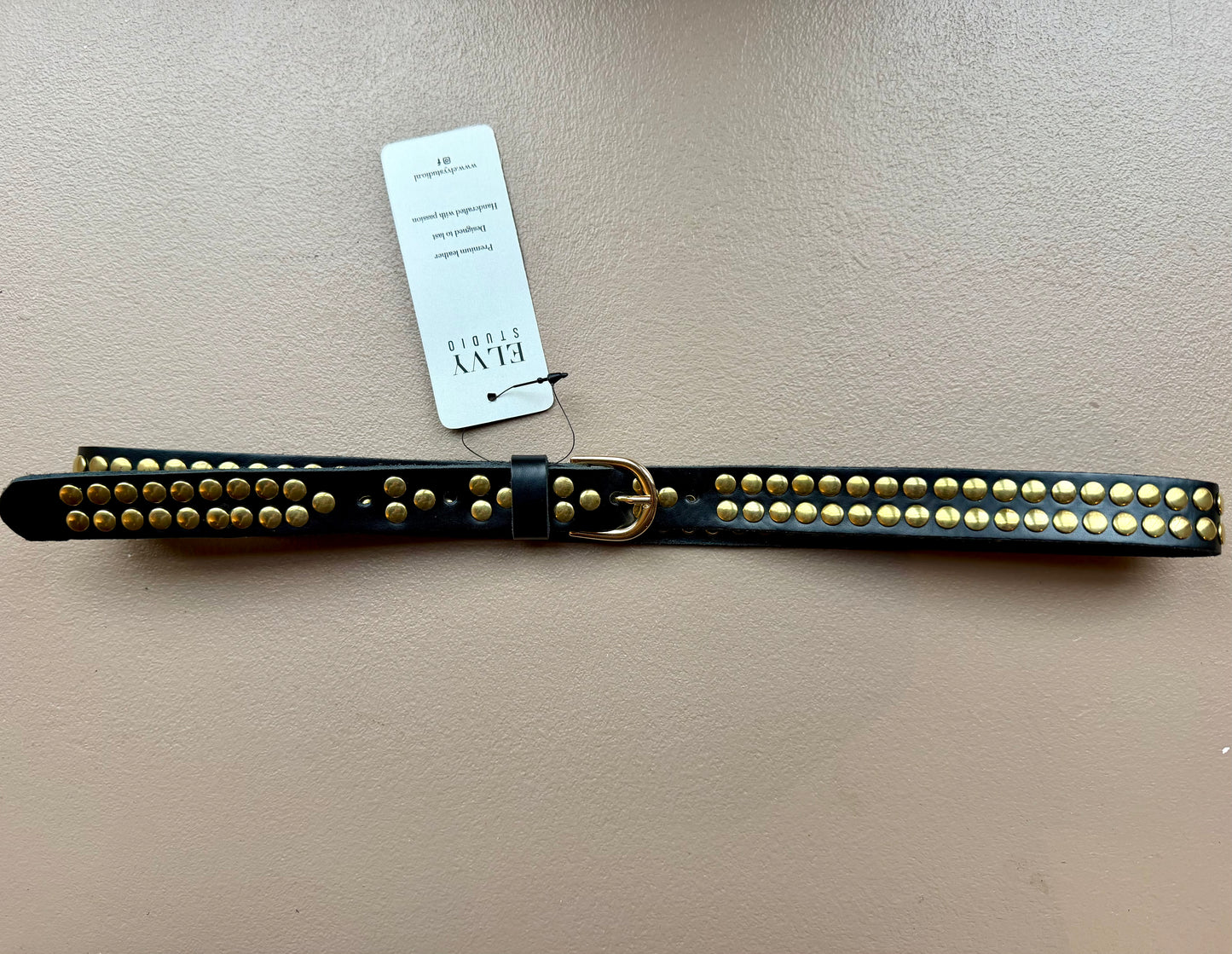 Elvy | Minnesota Studs Belt - Black/Gold