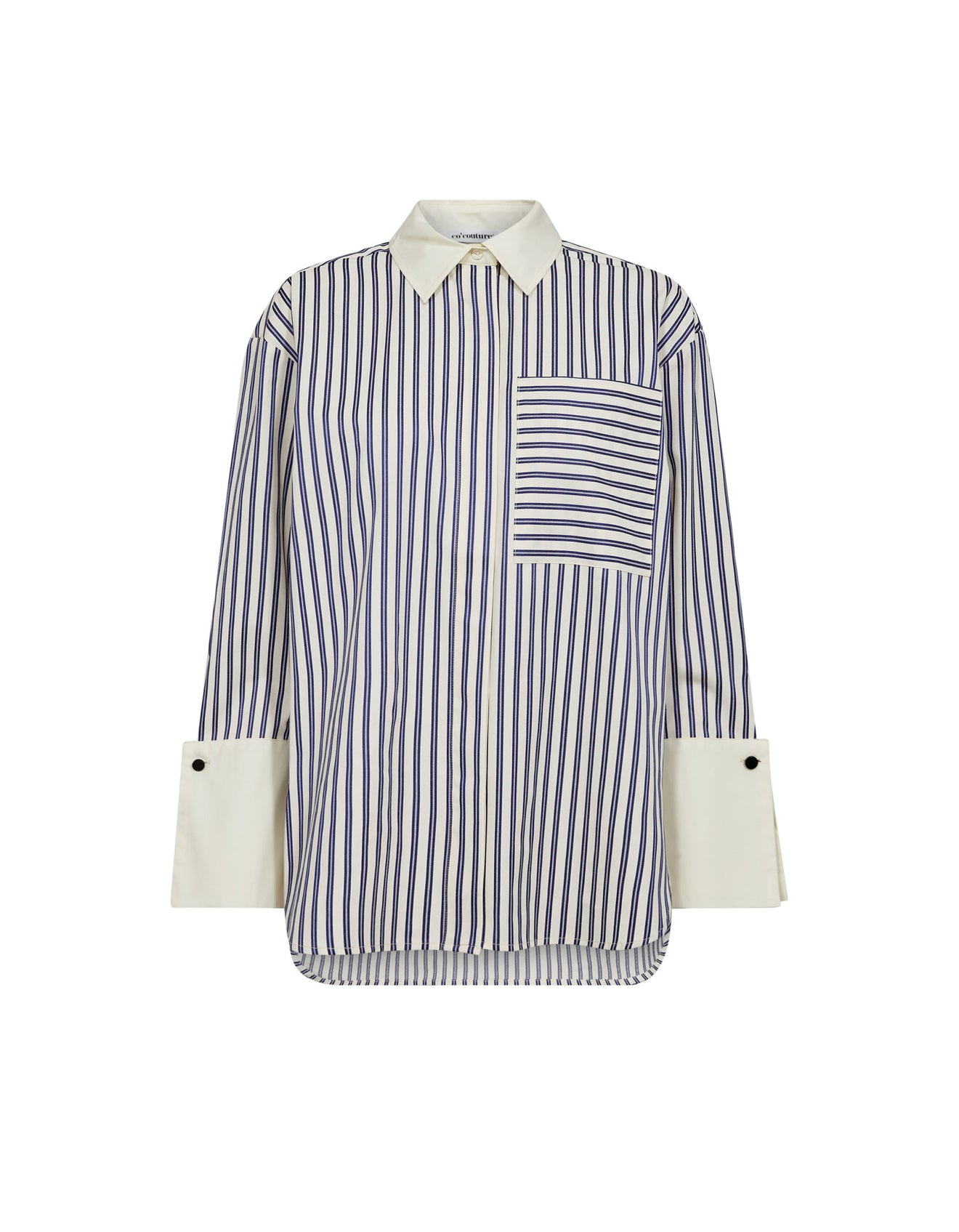 Co’Couture | SamsonCC Stripe Cuff Shirt - Navy (253-35878)