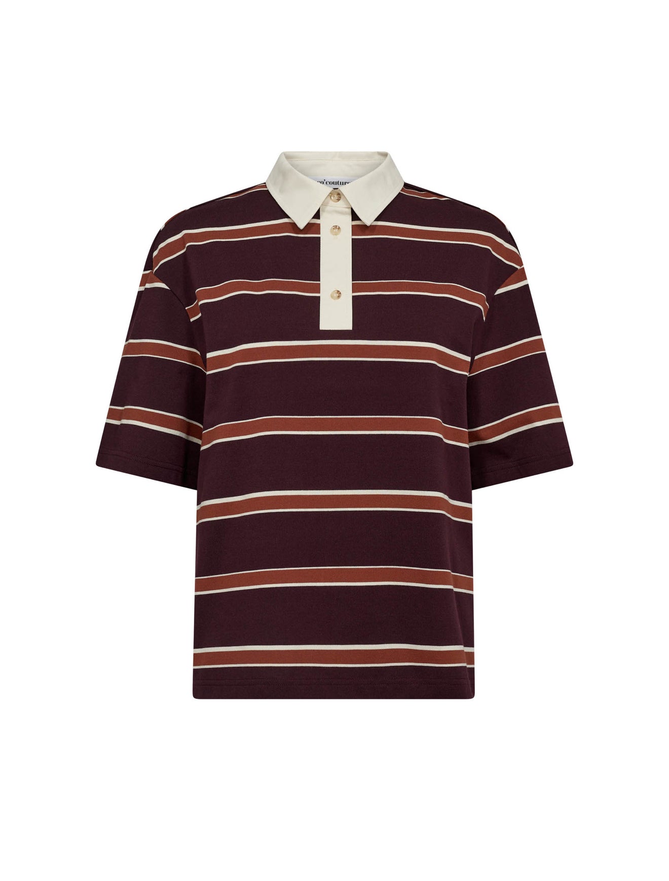 Co’Couture | AugustaCC Stripe Polo Tee - Winered (253-33175)