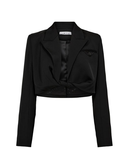 Haute L'amitié | Jazzy Twisted Crop Blazer - Black
