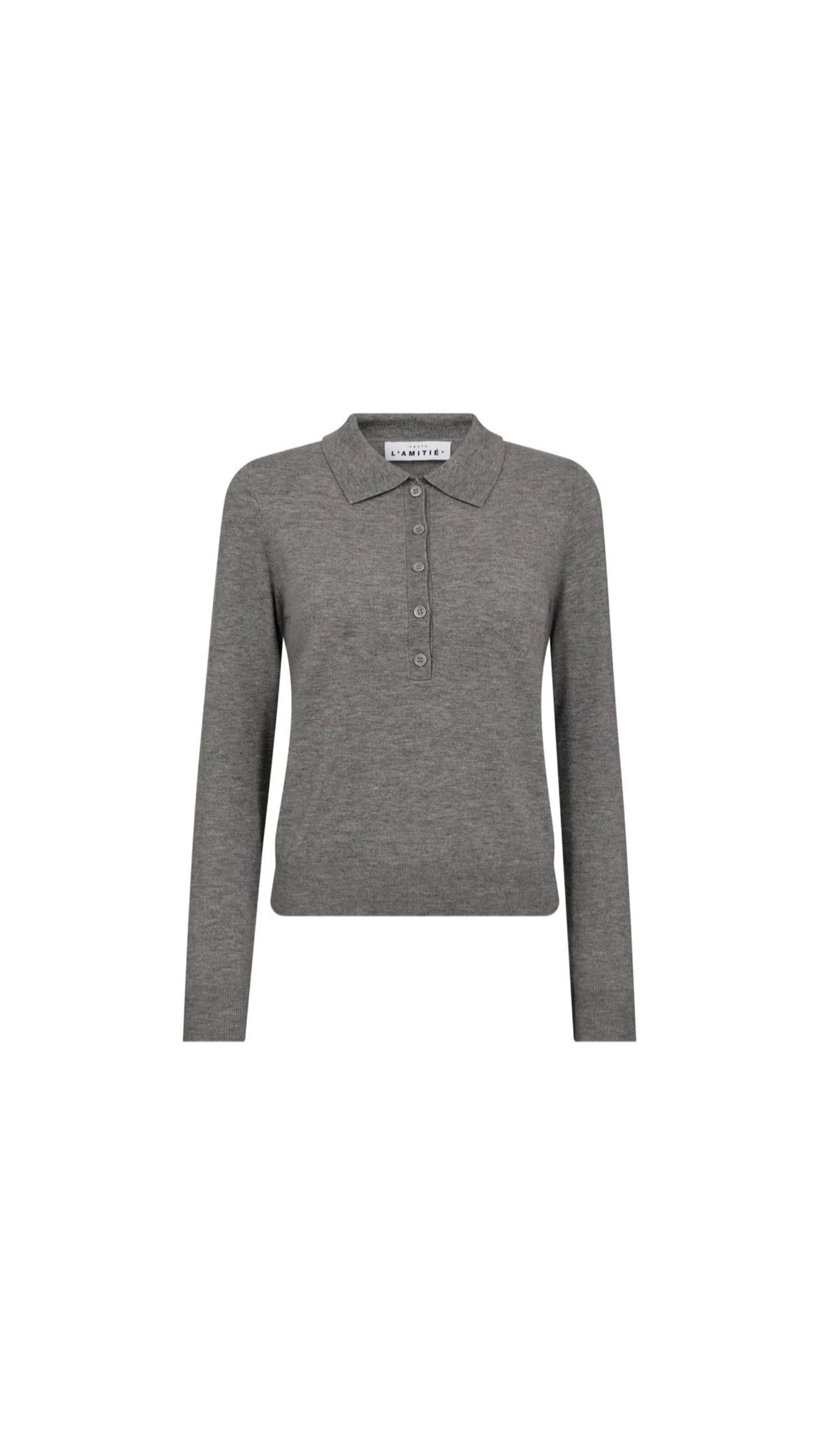 Haute L'Amitié | Premiere LS Polo Knit - Mid grey
