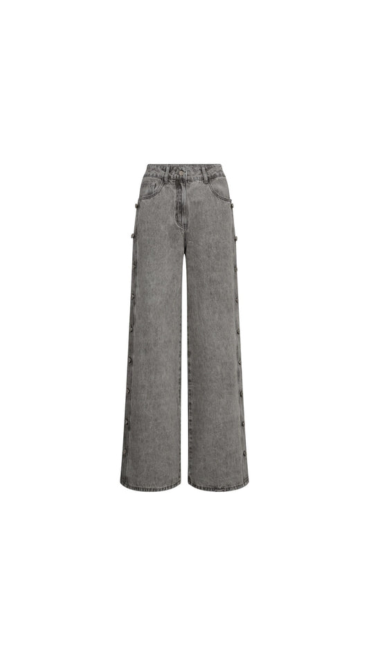 Haute L'Amitié | Side Panel Button Tall Jeans - Light Grey