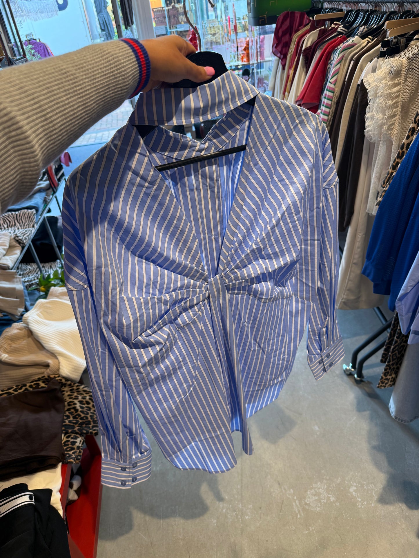 Haute L’Amitié | Bow Candy Twist Stripe Shirt - Blue Stripe (HL10212)