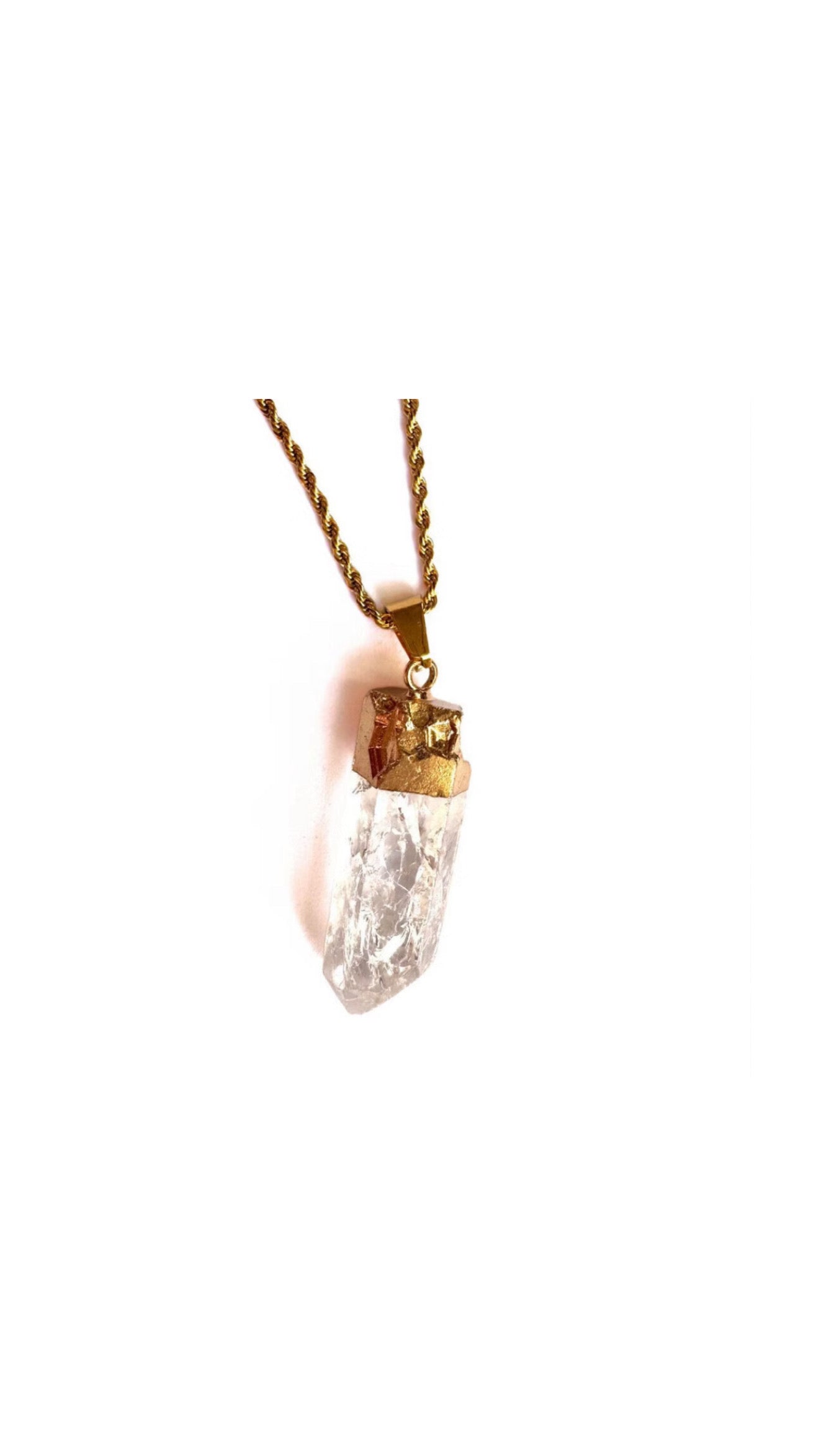 Lisa-Marie | Rock Chrystal Necklace - 24K Goldfilled (Bergkristal Hanger)