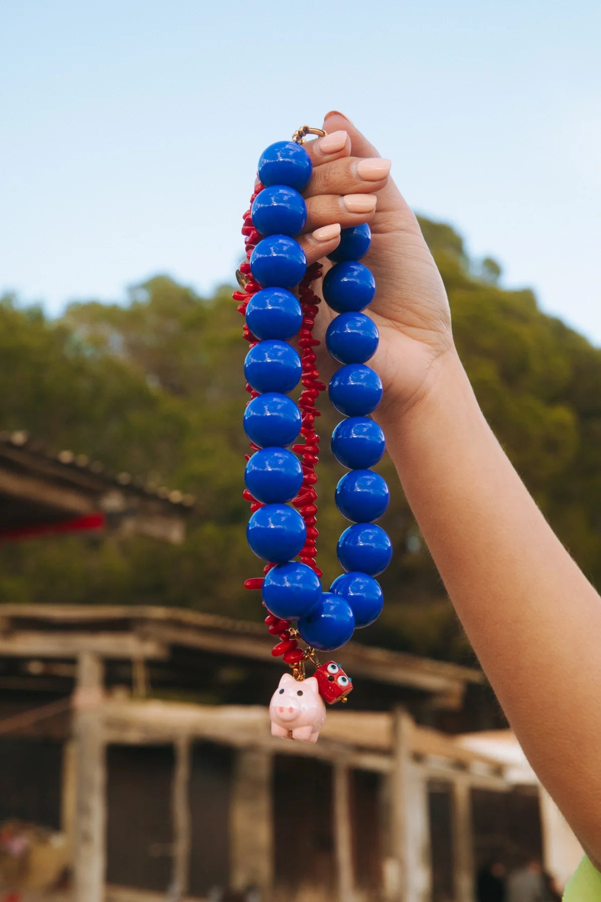 Bonnie Studios | Wilma Necklace - Rood/Bruin/Blauw/Soft Pink/Roze