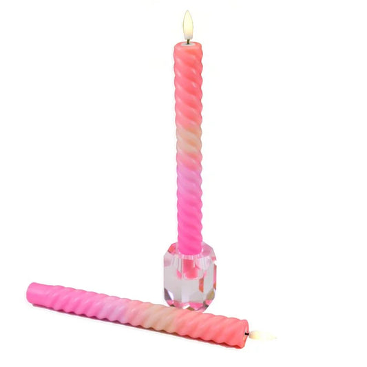 FÍ | LED Swirl Kaars Pink Orange | Set van 2 kaarsen