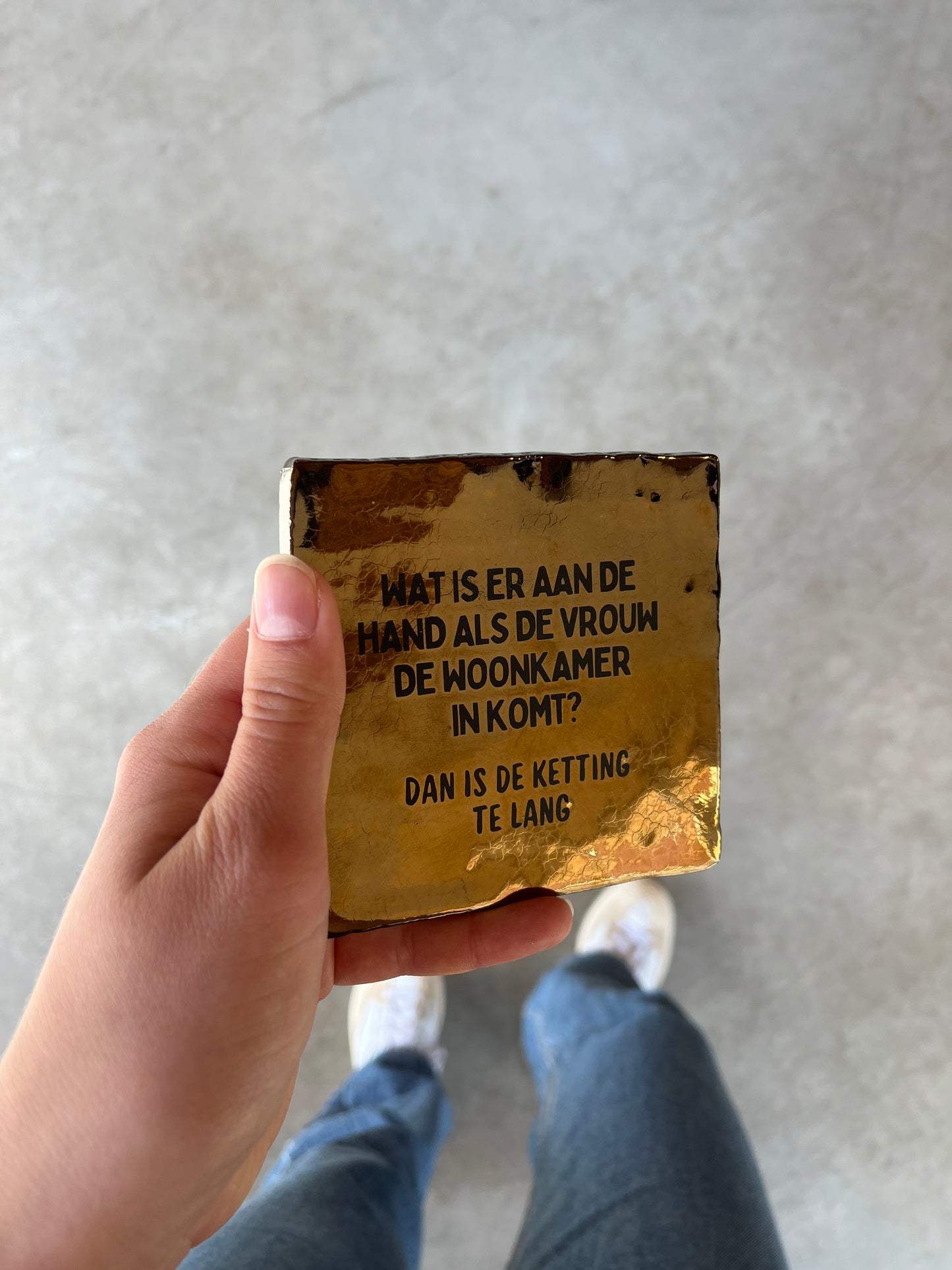 FÍ | Tegeltje (WAT IS ER AAN DE HAND ALS DE VROUW DE WOONKAMER IN KOMT? DAN IS DE KETTING TE LANG)