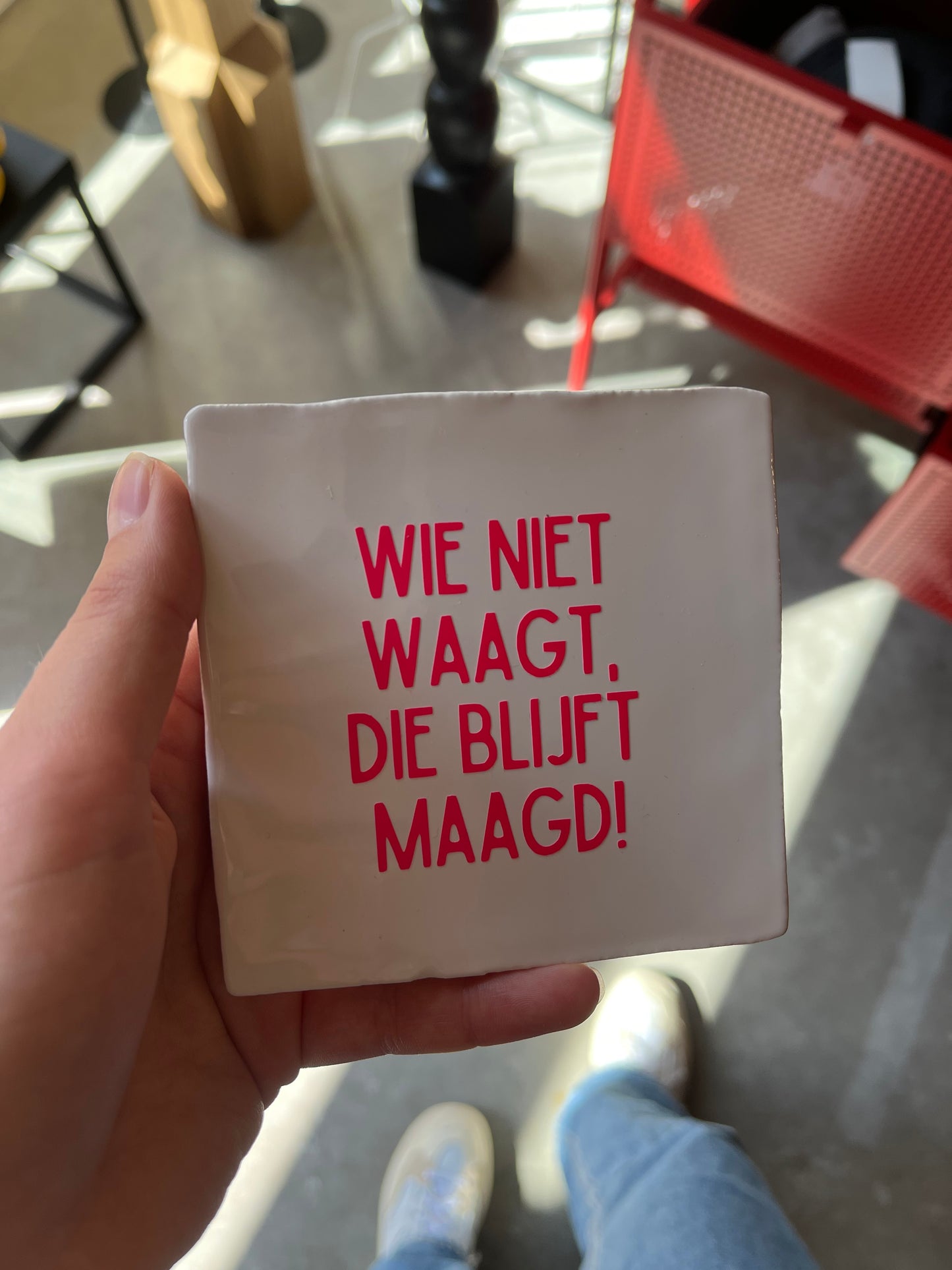 FÍ | Tegeltje (WIE NIET WAAGT, DIE BLIJFT MAAGD!)