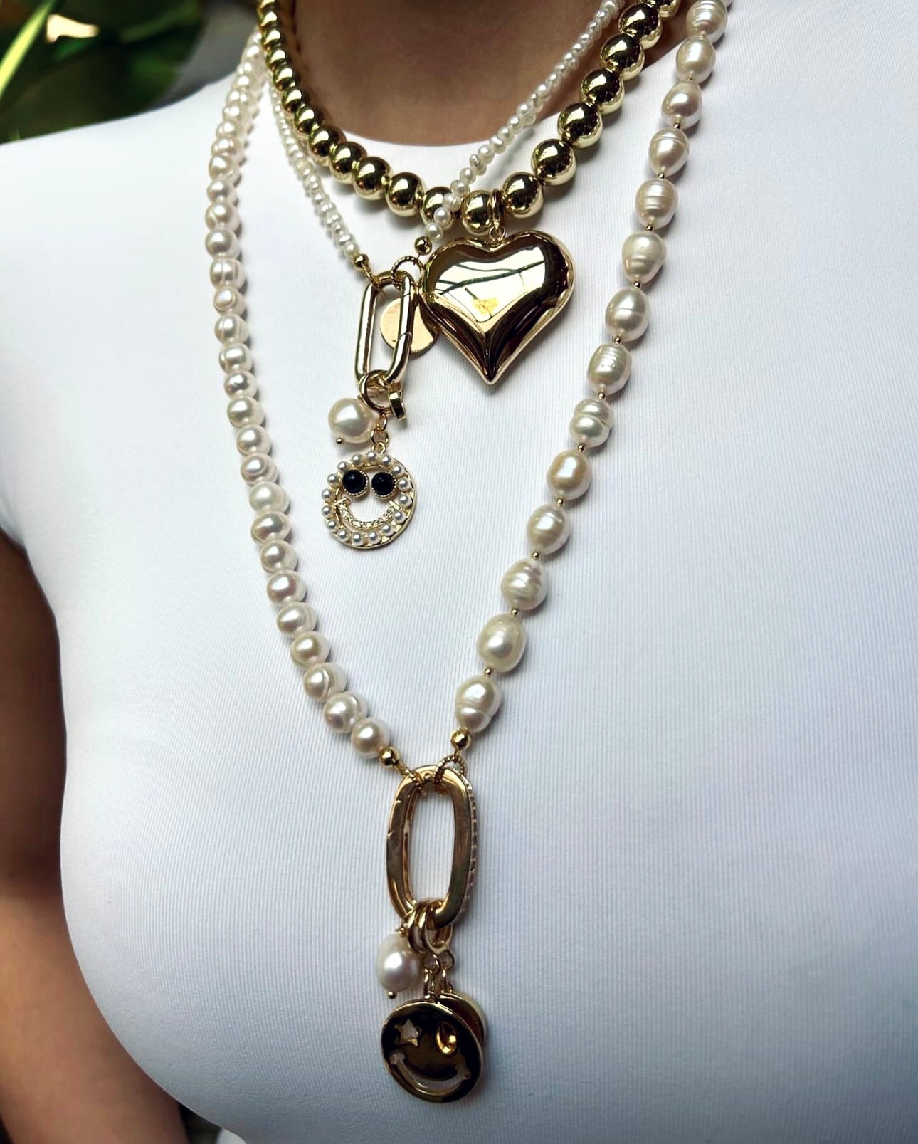 FÍ Dokkum | Ketting Zoetwaterparel 5-6mm met clipslot & bedels