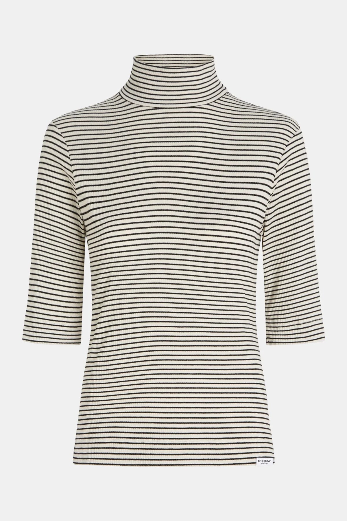 Penn & Ink | T-SHIRT STRIPE (W23F1355) ECRU - BLACK