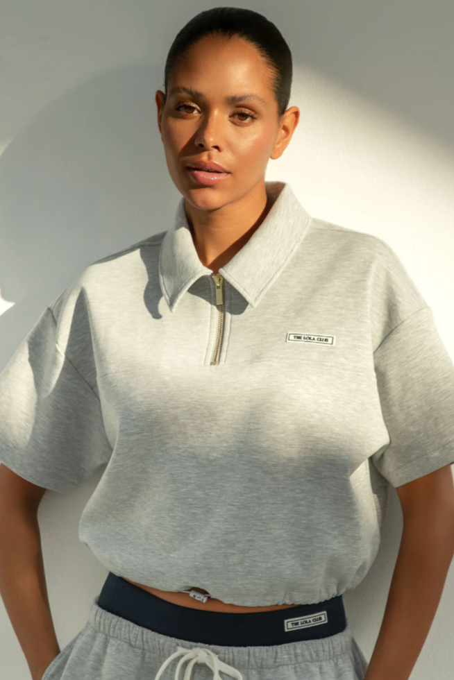 The Lola Club | Millie polo Tee - Grey Malange