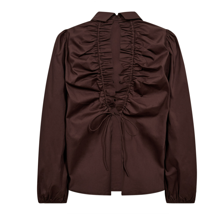 Co'couture | SannaCC Drawstring Blouse - Dark Brown