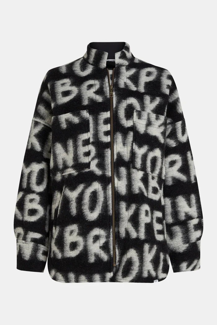 Penn & Ink | Jas AOP Zwart/Ecru - W24N1542