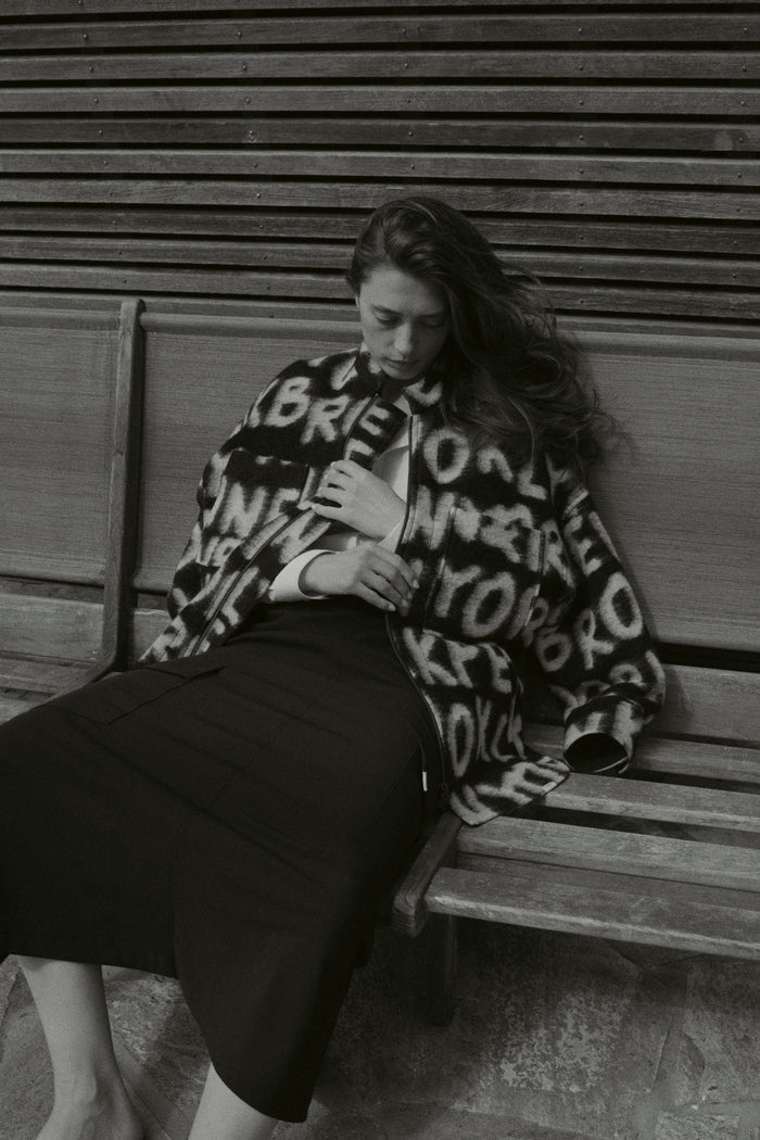 Penn & Ink | Jas AOP Zwart/Ecru - W24N1542