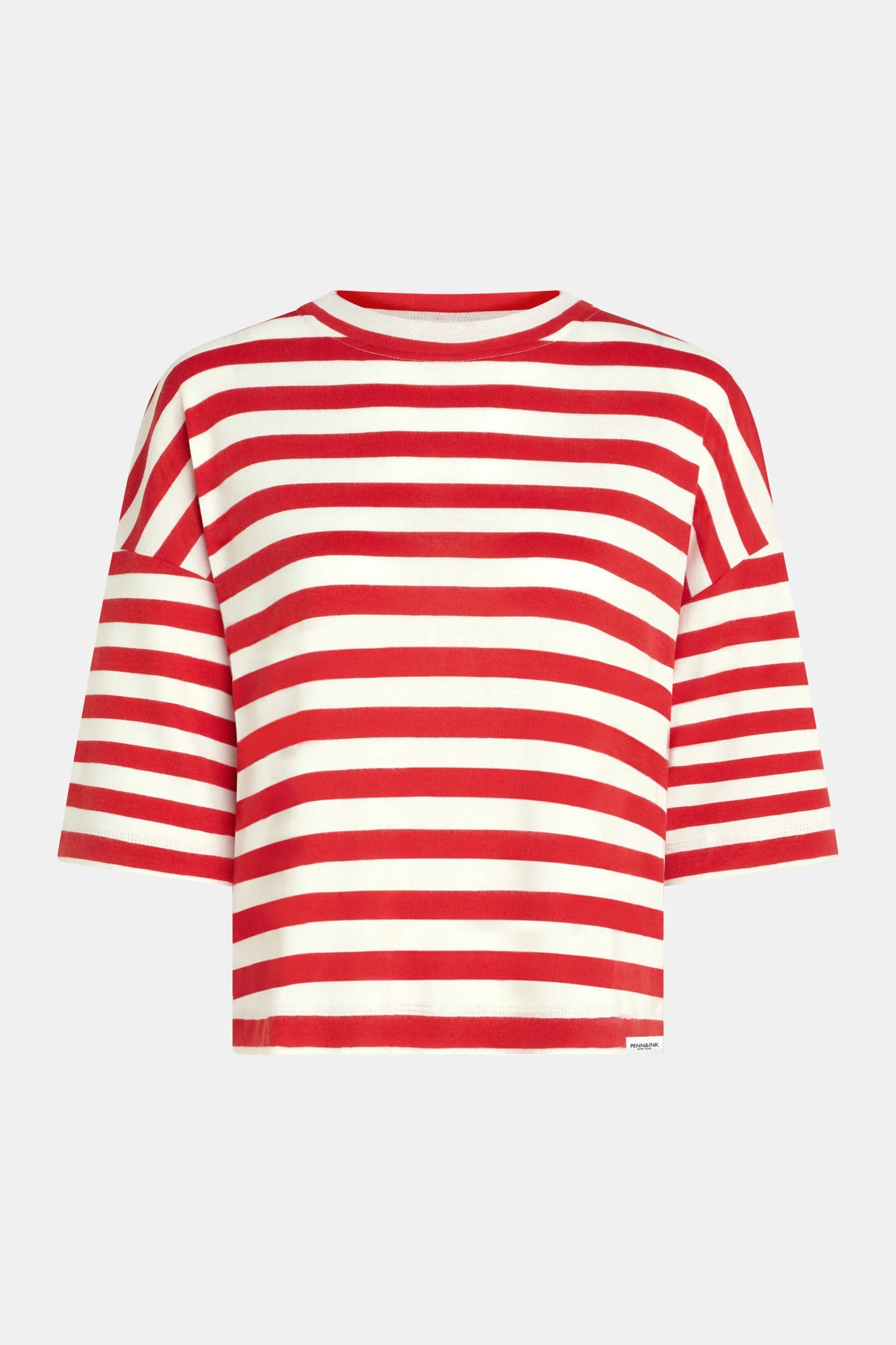 Penn&Ink | T-Shirt Stripe - Tomato/ecru