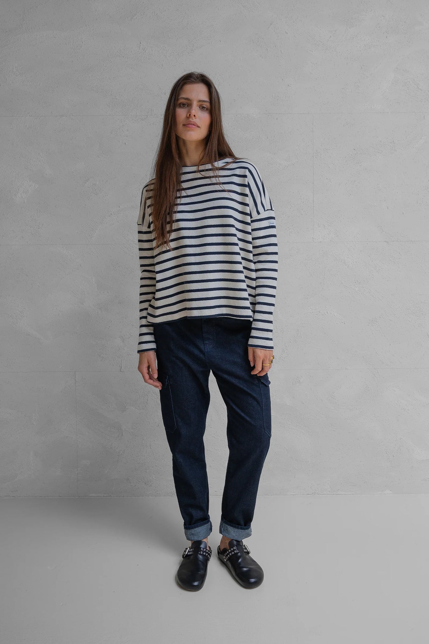 Penn & Ink | Sweater Stripe - Navy/Ecru (W25T1205)